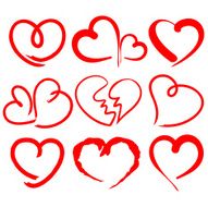 hearts set cartoon vector illustration