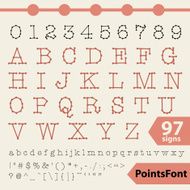 Points font 97 vector letters numbers and signs