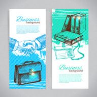 Banner set of hand drawn business backgrounds