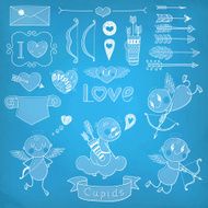 Cupids arrows hearts and other design elements N2