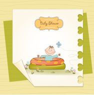 baby bathe in a small pool shower announcement card N12