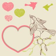 Birds flower and hearts concept Vector illustration N2