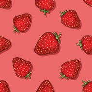 vector seamless pattern of strawberries on pink background