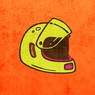 Biker Helmet on Grunge Background