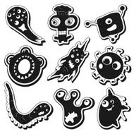Collection of cartoon funny vector monsters silhouettes