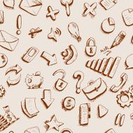Doodle internet icons seamless background N2