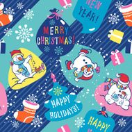 Christmas background Snowman seamless pattern N2