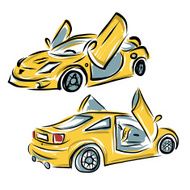 Yellow sport car with lamba doors for your design