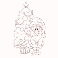 Sasnta Claus and christmas tree N2