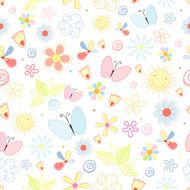Abstract background doodle pattern with butterflies N3
