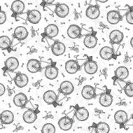 Hand drawn bicycles vector seamless pattern