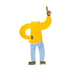cartoon headless body with raised hand N14