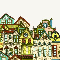 Hand-drawn old town background