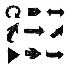 black grunge arrow set vector