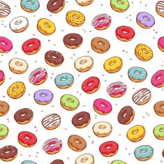 Colorful donuts seamless pattern Doodle sketch style N2