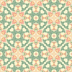 Hand drawing tile vintage color seamless parttern Italian majolica style N8
