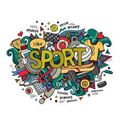 Sport hand lettering and doodles elements background N7