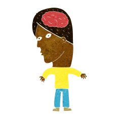 cartoon man with brain symbol N26