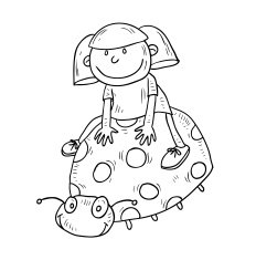 girl ride lady bug vector illustration N2