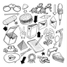objects icon doodle set hand drawn illustration N2