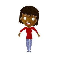 cartoon woman shrugging shoulders N725