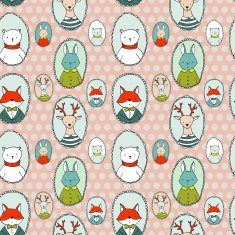 Animals portraits pattern polka dots N2
