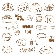 doodle Japanese food icon set N2