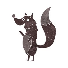 cartoon waving wolf N29