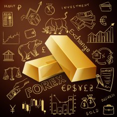 two gold nuggets and exchange doodle icon