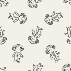 Vietnamese doodle seamless pattern background N2