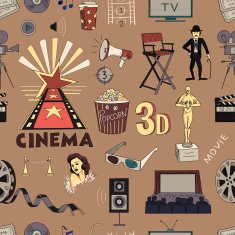 Colored Hand drawn cinema pattern