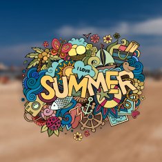 Summer hand lettering and doodles elements N10