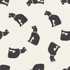 egypt cat doodle seamless pattern background N2