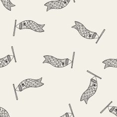 Japanese kite doodle seamless pattern background N2