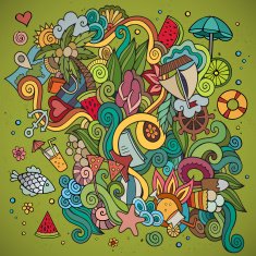 Doodles abstract decorative summer background N8