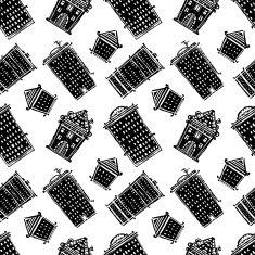 Seamless pattern with buildings