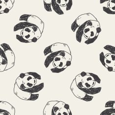 panda doodle seamless pattern background N6