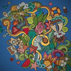 Doodles abstract decorative summer background N9