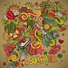 Doodles abstract decorative summer background N10