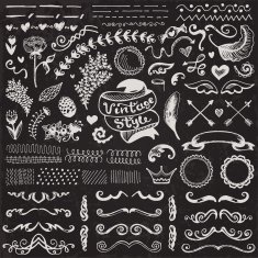 Hand-drawn set of vintage elements N3