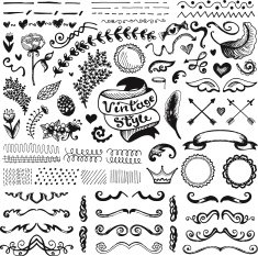 Hand-drawn set of vintage elements N4