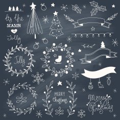 Set of hand drawn Christmas elements