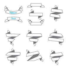 Set of Modern abstract ribbons in sketch style