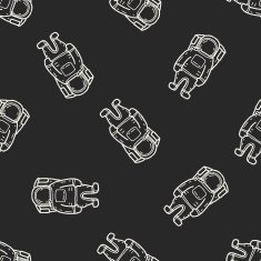 astronaut doodle seamless pattern background N3