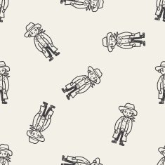 cowboy doodle seamless pattern background N2