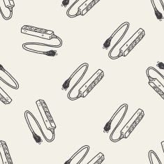Extension cord doodle seamless pattern background N6