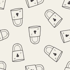 lock doodle seamless pattern background N2