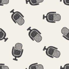 mic doodle seamless pattern background N2