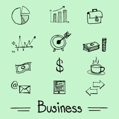 Vector Business icon set in doodle style N2