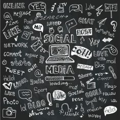Social Media Word and Icon Cloud Doodle sketchy Chalkboard